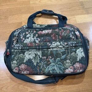 VTG Atlantic Travel Bag Expandable Floral Tapestry Carry On Overnight Bag 18"